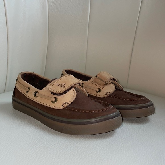 ⭐️HP⭐️Sz9.5 kids Sperry Top Siders NWOT and in EC Brown/tan leather - Picture 3 of 11